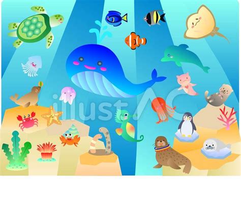 海の生き物セットイラスト No 22046333｜無料イラスト・フリー素材なら「イラストac」