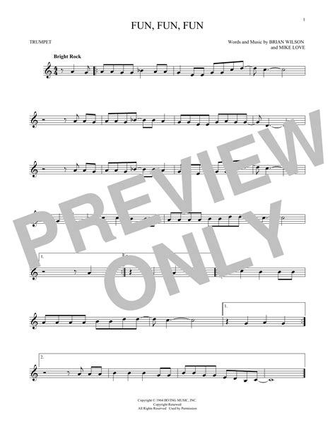 Fun Fun Fun By The Beach Boys Sheet Music For Trumpet Solo At Sheet