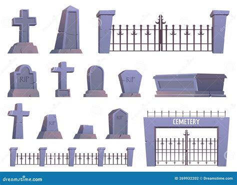 Gothic Tombstones and Stone Crosses. Cemetery Crosses, Tomb Mausoleum ...