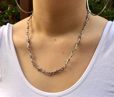 Barbed Wire Chain Choker Necklace Mini Barbed Wire Choker Etsy