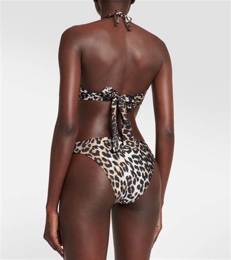 Leopard Print Bikini Top In Multicoloured Ganni Mytheresa