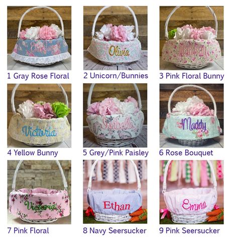 Personalized Easter Basket Liner With Name Embroidered Pink Etsy