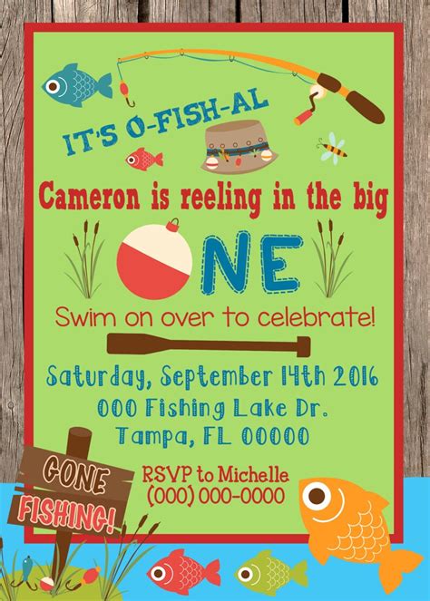 Fishing Invite Fishing Invitation First Birthday Fishing Etsy