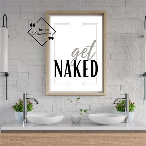 Bathroom Wall Décor Quote Black and White Get Naked Décor Etsy