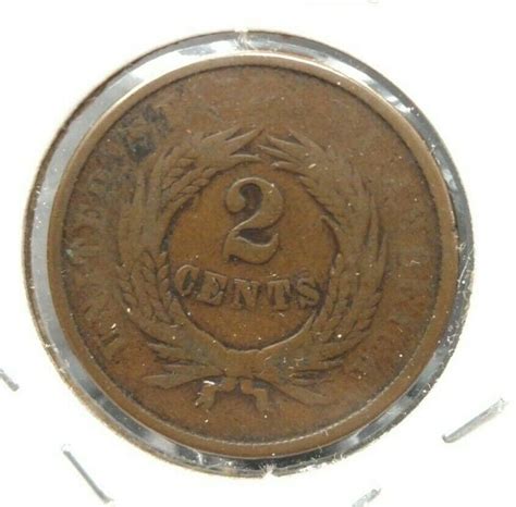 1864 2C Two Cent Copper Coin Piece LM Large Motto Variety Good / VG ...