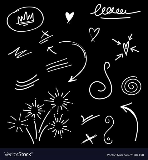 Hand Drawn Set Abstract Doodle Elements Royalty Free Vector