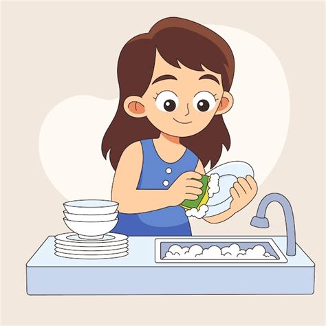 Free Vector | Hand drawn washing dishes cartoon illustration