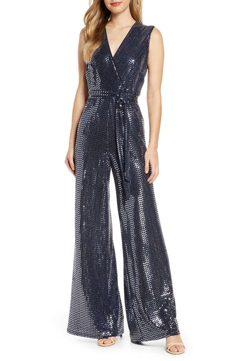 Donna Ricco Sequin Sleeveless Wide Leg Jumpsuit Nordstrom