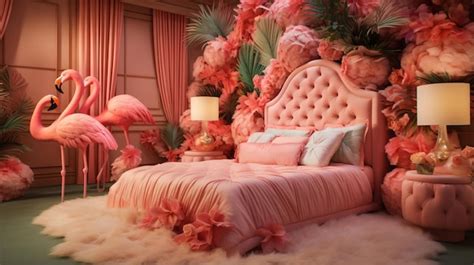 Premium Photo Pink Flamingo Bedroom