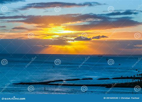 Stunning Sunset in Hawaii by the Ocean Stock Photo - Image of cloud ...