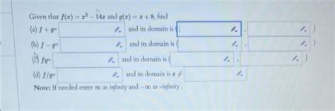 Solved Given That F X X2−14x And G X X 8 Find A F G