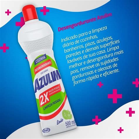 Kit 3 Limpador Desengordurante 2 Em 1 Cozinha Azulim 500ml Squeeze