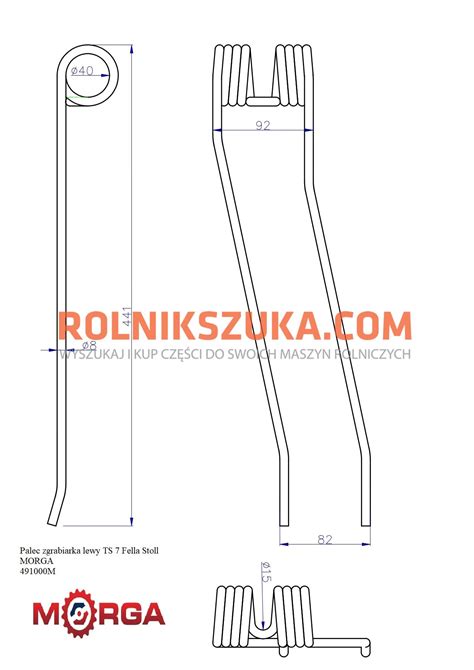 Palec Zgrabiarka Lewy TS 7 Fella Stoll 491000 Malowane Proszkowo MORGA