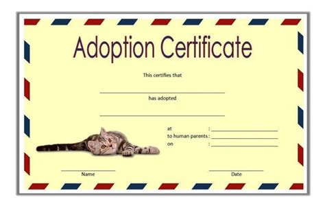 Cat Adoption Certificate Templates Free Update Designs Within