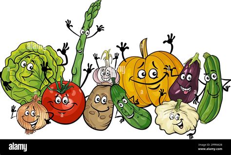 Funny Cartoon Vegetables Comic Characters Group Stock Vector Image And Art Alamy