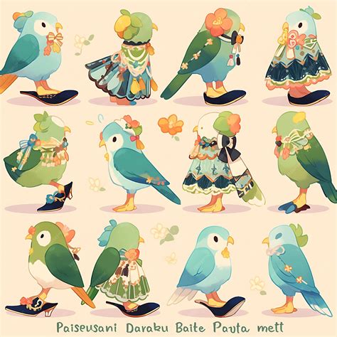 Premium Photo Sticker Of Female Parrot Chibi Kawaii Brazilian Fashion