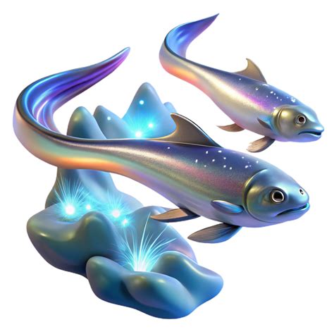 dramatic creative iridescent Fish, Glowing Ocean, Underwater Scene