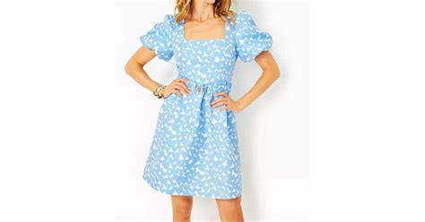 Lilly Pulitzer Kasslyn Elbow Sleeve Jacquard Dress In Bon Bon Blue All Heart Jacquard Lyst