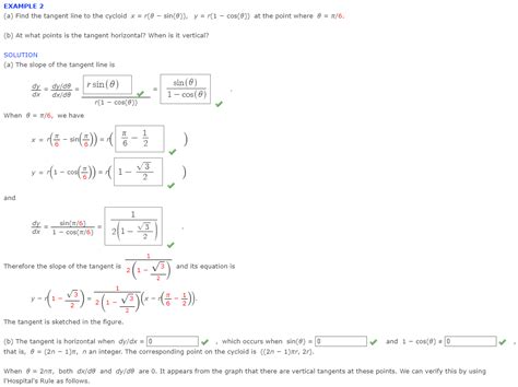 Solved EXAMPLE 2 A Find The Tangent Line To The Cycloid Chegg