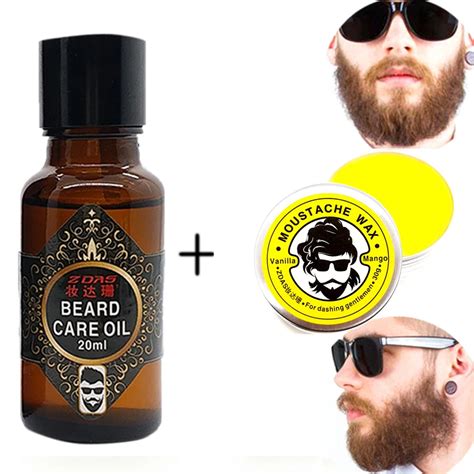 New Beard Growth Oil 20ml Beard Wax 30g Modeling Men Moustache Grooming Products Natural