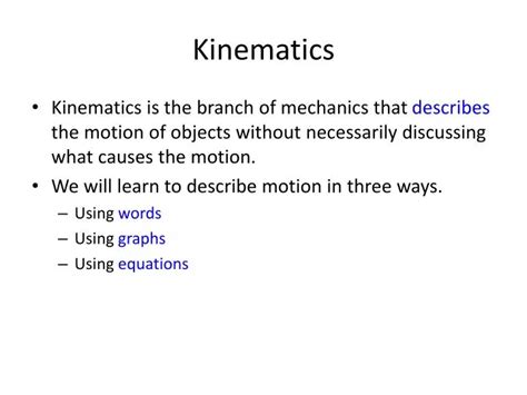 Ppt Kinematics Powerpoint Presentation Free Download Id2522634