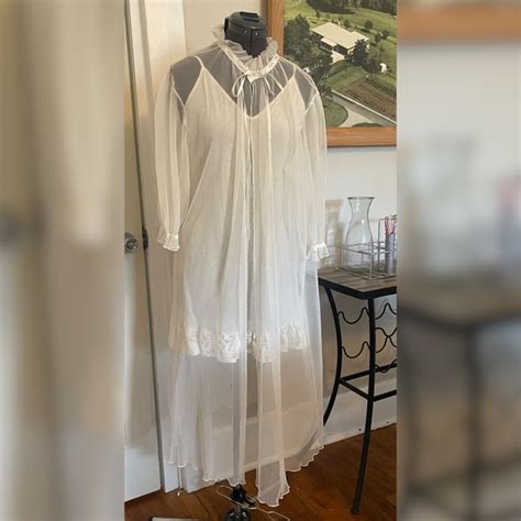 Vintage Intimates Sleepwear Secrets In Lace Vintage Lingerie Robe Sheer Pleated Ribbon