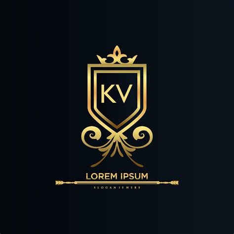 Letra Kv Inicial Con Plantilla Real Elegante Con Vector De Logotipo De