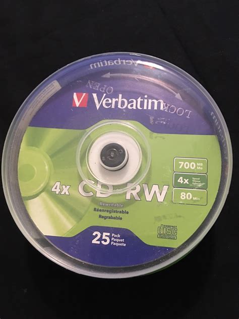 25 Verbatim Cd Rw 700mb 4x 80min Rewritable Disc Etsy