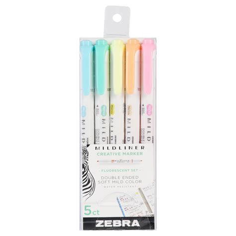 Zebra Pen Mildliner Double Ended Highlighter Fluorescent Colors 5