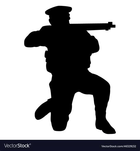 Army soldier shooting silhouette Royalty Free Vector Image