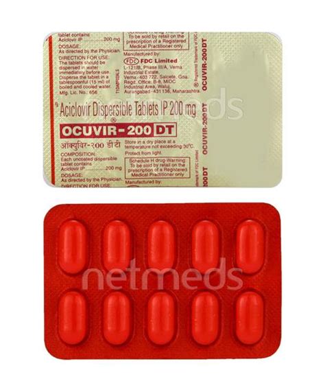 Ocuvir DT 200mg Tablet 10 S Price Uses Side Effects Netmeds