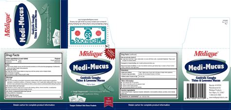 Ndc Medique Medi Mucus Tablet Oral Label Information