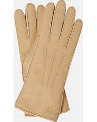 Loro Piana Shearling Trimmed Technical Gloves In Blue Lyst Uk