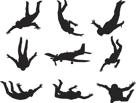 Skydiving Silhouettes By 4x6 Skydiving Silhouette Art Silhouette Vector