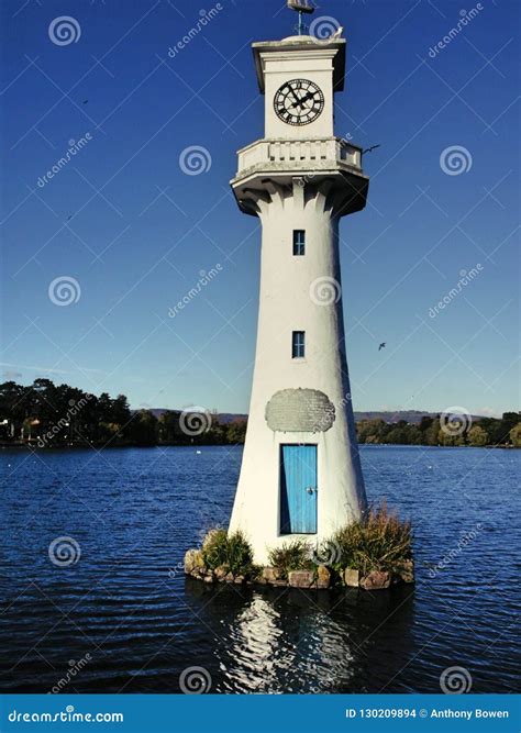 The Memorial Lighthouse at Roath Park Lake. Stock Photo - Image of ...