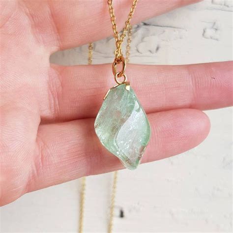 Aquamarine Necklace Mint Green Gemstone Necklace Mermaid March Etsy