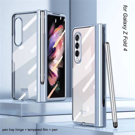 เคสปากกา แบบพับได้ พร้อมกระจกนิรภัย สําหรับ Samsung Galaxy Z Fold 4 1