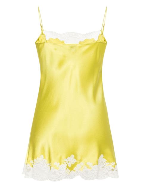 Carine Gilson Lace Trim Silk Slip Dress Farfetch