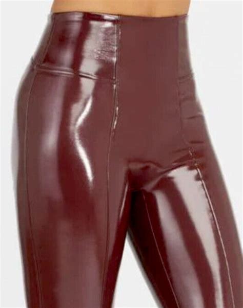 Nwt New Spanx Faux Patent Leather Liquid Gloss Leggings 20301r Ruby