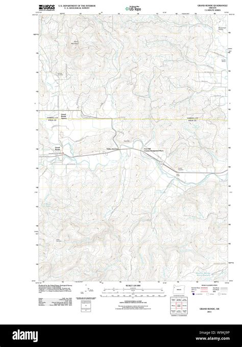 Usgs Topo Map Oregon Grand Ronde 20110909 Tm Restoration Stock Photo