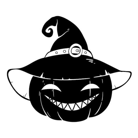 Premium Vector Halloween Pumpkin With Witch Hat On