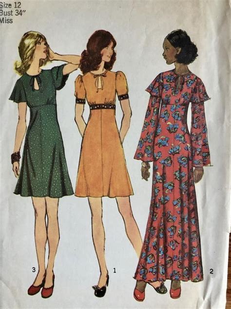 Sewing Vintage 70 U2019s Simplicity 9014 Keyhole Dress Size 12 Bust 34 Sewing And Needlecraft Etna