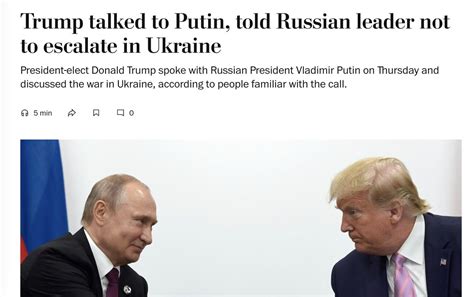 Washington Post Трамп мав телефонну розмову з Путіним і говорив про війну в Україні включаючи