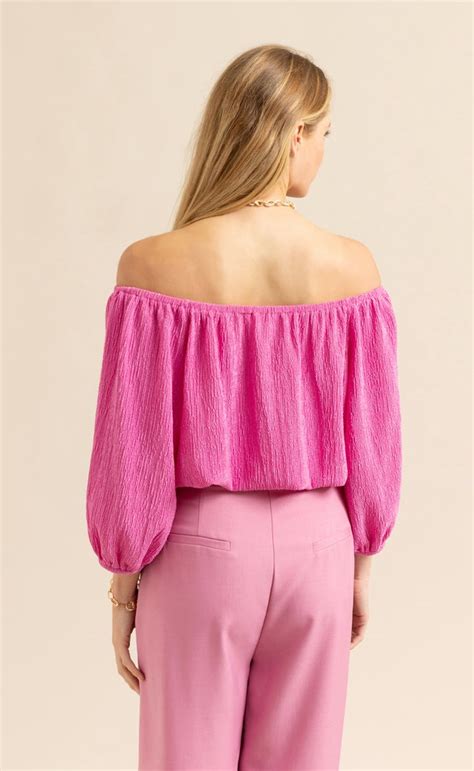 Crinkle Knit Off The Shoulder Top Pagani