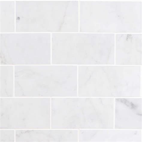 Ivy Hill Tile White Carrara 3 In X 6 In X 9mm Polished Marble Subway Tile 40 Pieces 5 Sq