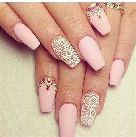 Matte Pink Nails Lace Nail Design Lace Nail Art Lace Nails