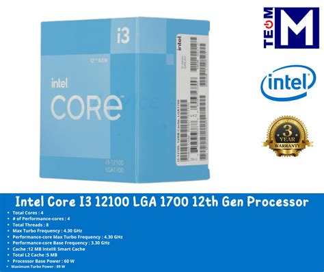 Intel Core I3-12100 12th Gen LGA1700 Processor (BX8071512100)