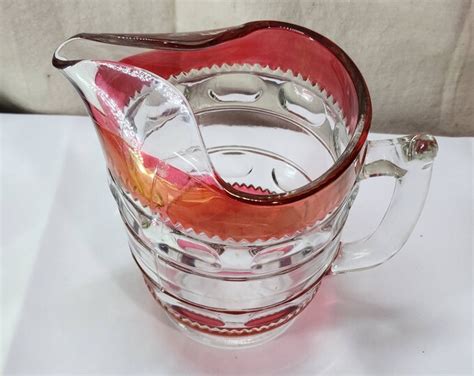 Vintage Tiffin Franciscan Kings Crown Ruby Red Thumbprint Pitcher Etsy