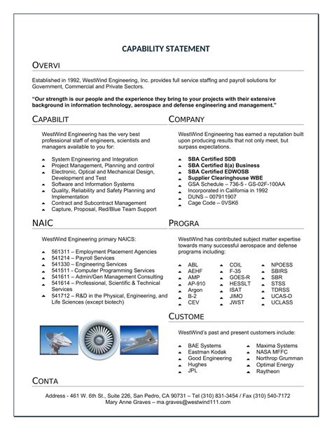 Free Printable Capability Statement Templates Pdf Word