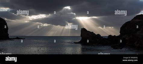 Lanzarote Canary Islands Spain Rays Of Sunlight Through A Cloud On